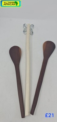 Carved Natural Wood Cooking Spoon Set - Mapishi