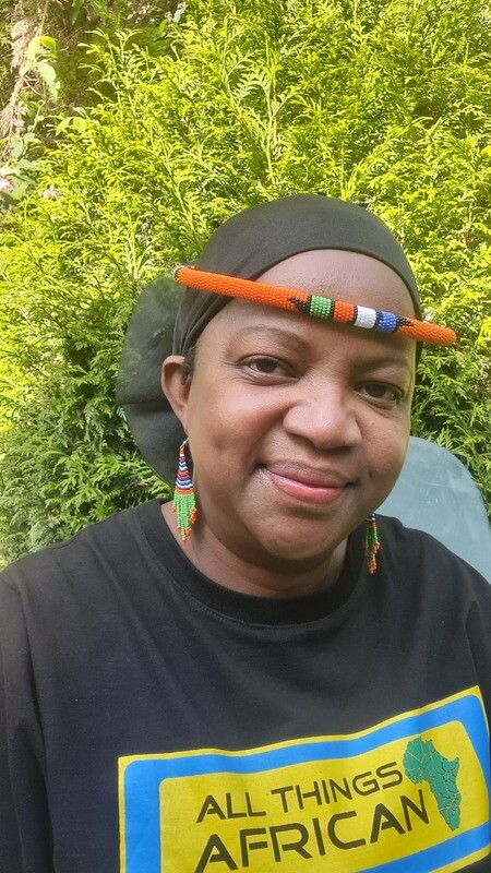 African Beaded Necklace/Headress - Orange Mix