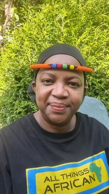 African Beaded Necklace/Headress - Orange Mix
