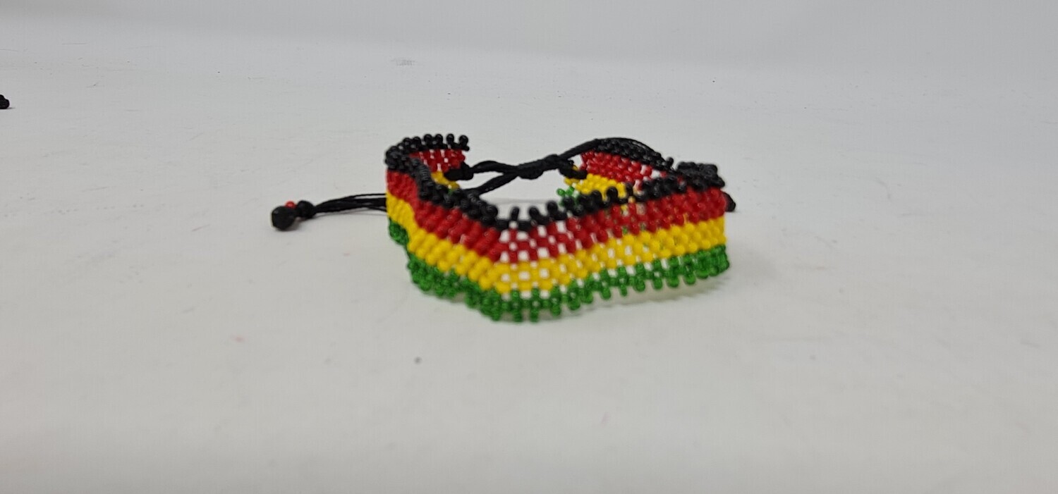 Adjustable Hand Beaded Bracelets- Rasta colours