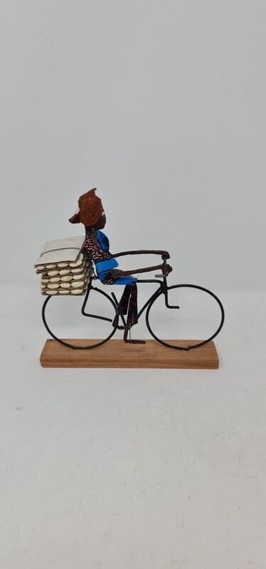 Handmade African Home Decor Sculptures - Mama on Bike