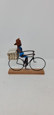 Handmade African Home Decor Sculptures - Mama on Bike