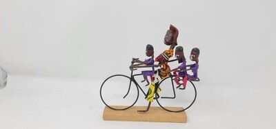 Handmade African Home Decor Sculptures - Family on Bike