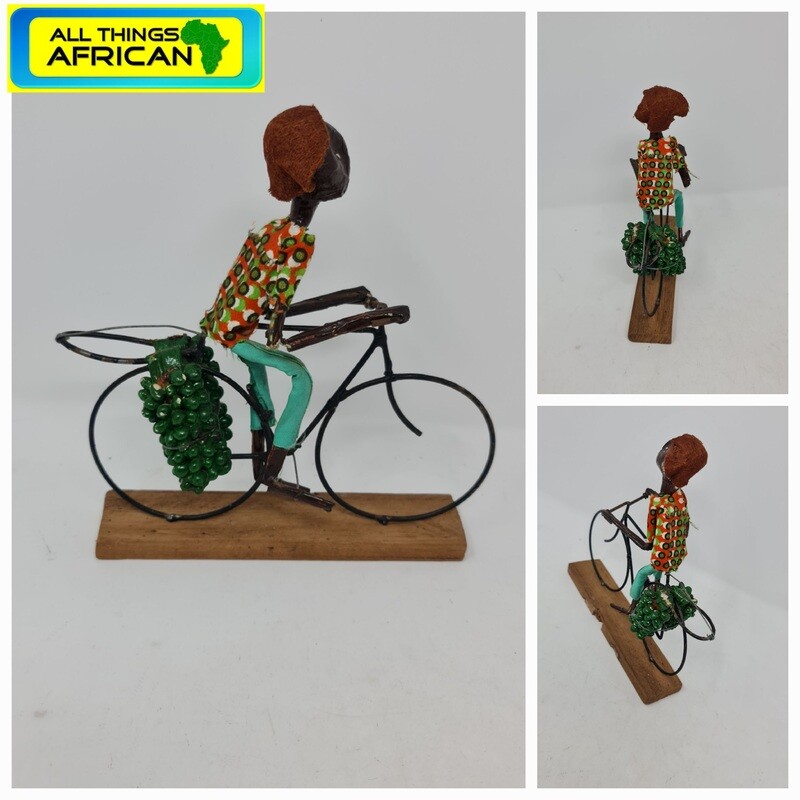 Handmade African Home Decor Sculptures - Man on Bike