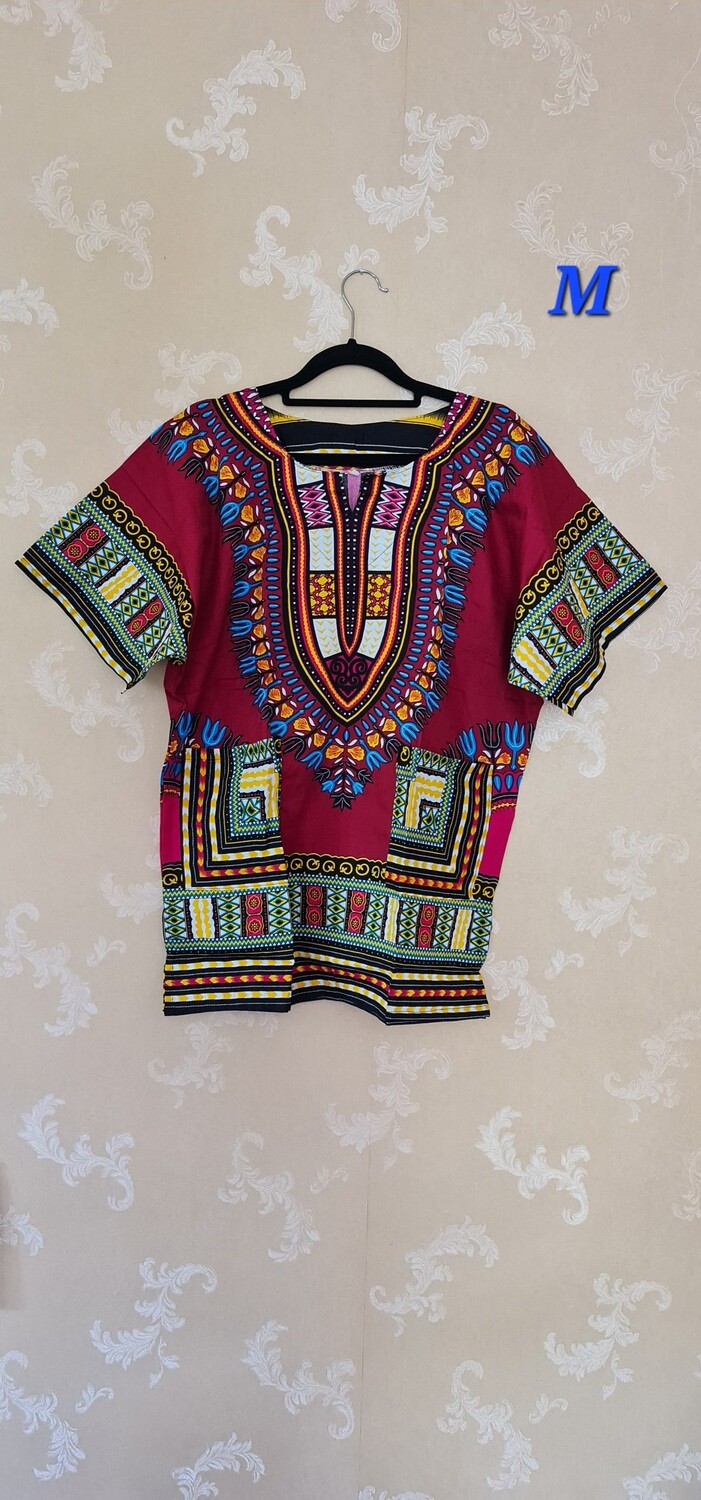 Dashiki Top - Maroon - Mix Shirt - Medium