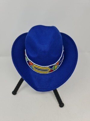 Fedora Hat with Beads - Royal Blue