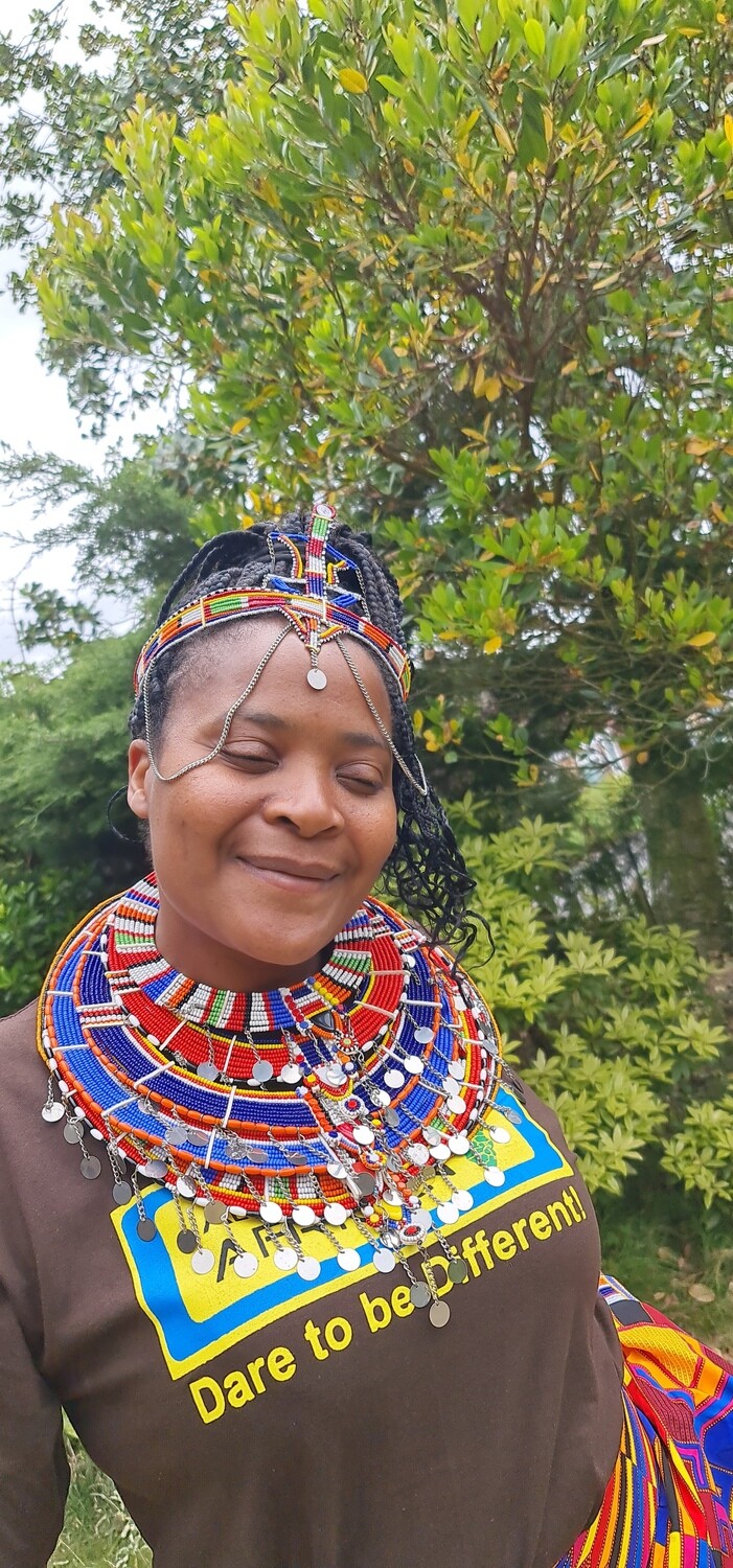 Handmade Masai Statement Set with Matching Headress
