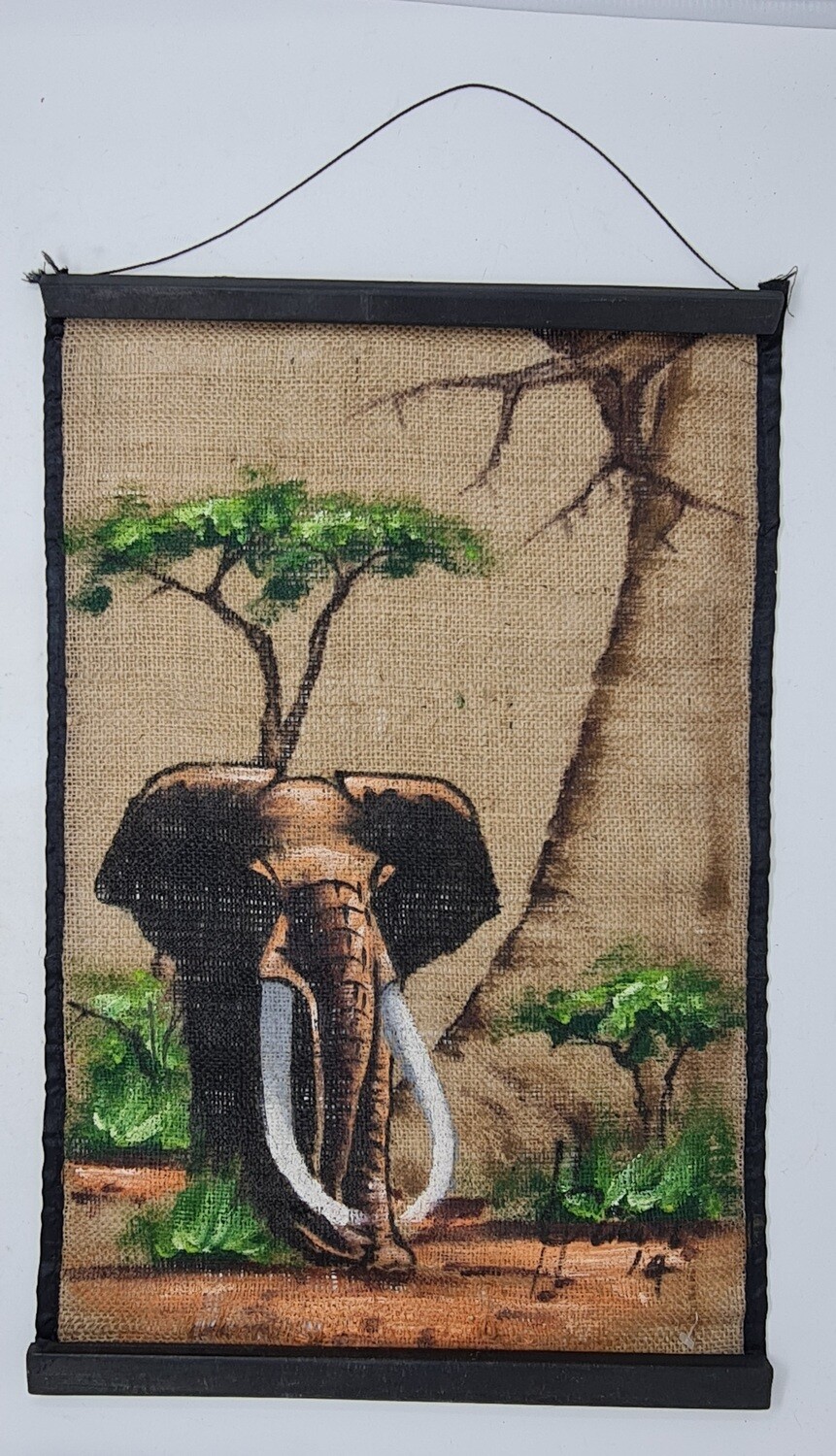 AFRICAN Wall Hanging Artwork - Elephant Serengeti 38cm x 57cm