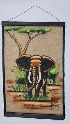 AFRICAN Wall Hanging Artwork - Elephant Tembo 36cm x 56cm