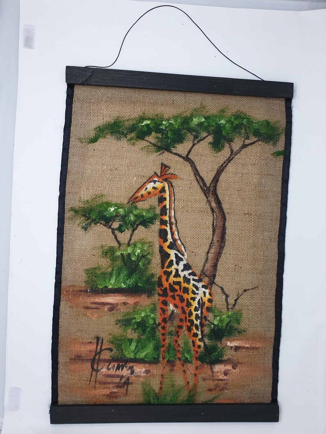 AFRICAN Wall Hanging Artwork - Twiga Anakula 38cm x 59cm