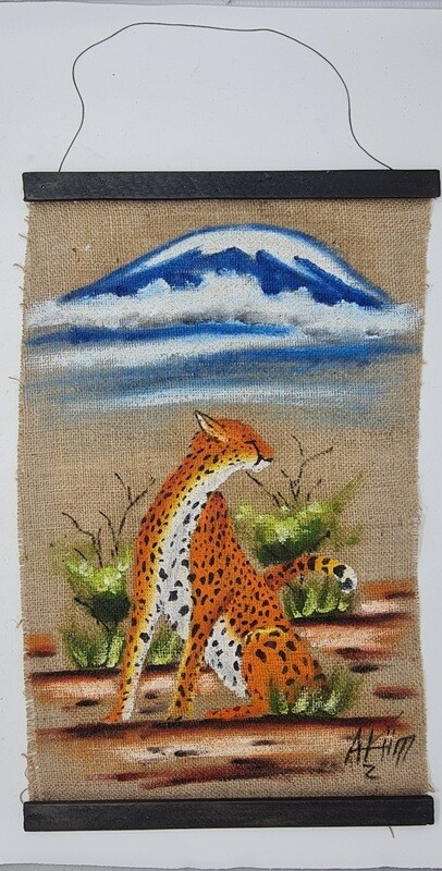 AFRICAN Wall Hanging Artwork - Chui Kilimanjaro 37cm x 57cm