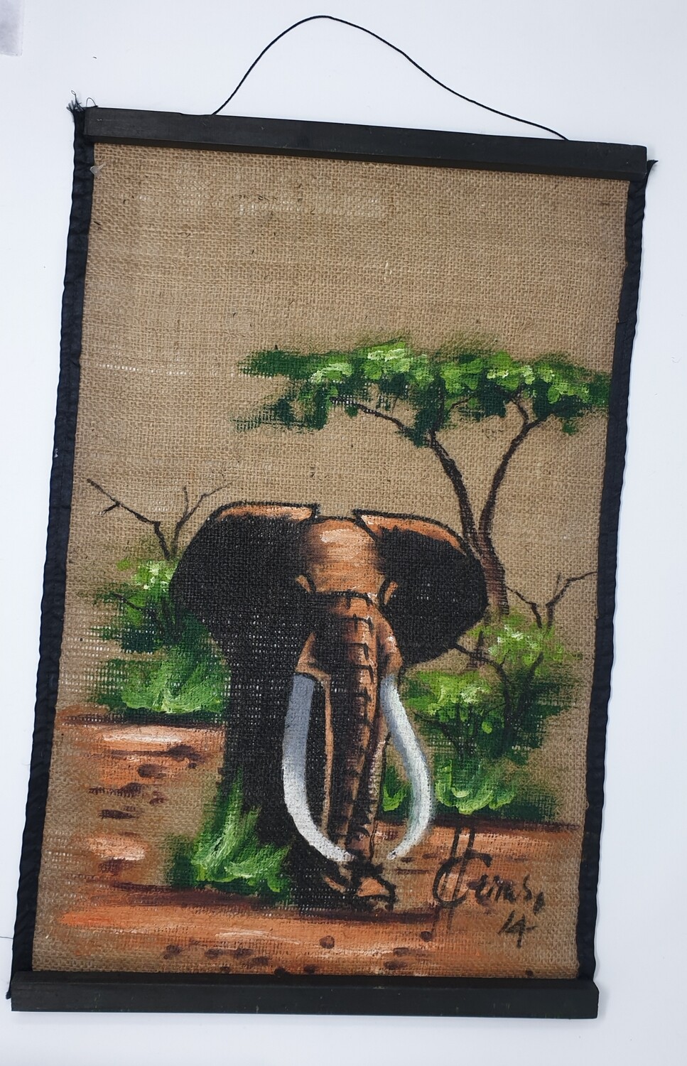 AFRICAN Wall Hanging Artwork - Elephant Mikumi 38cm x 57cm