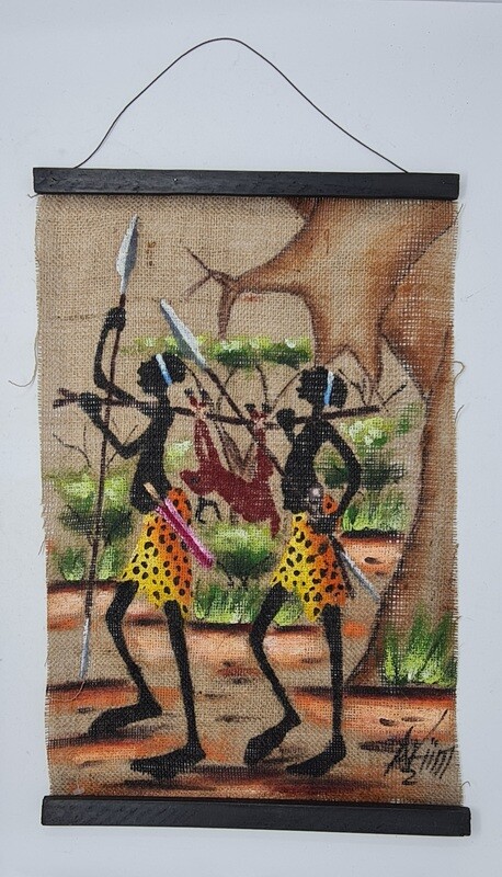 AFRICAN Wall Hanging Artwork - Mwindaji Mbuyu 35cm x 55cm