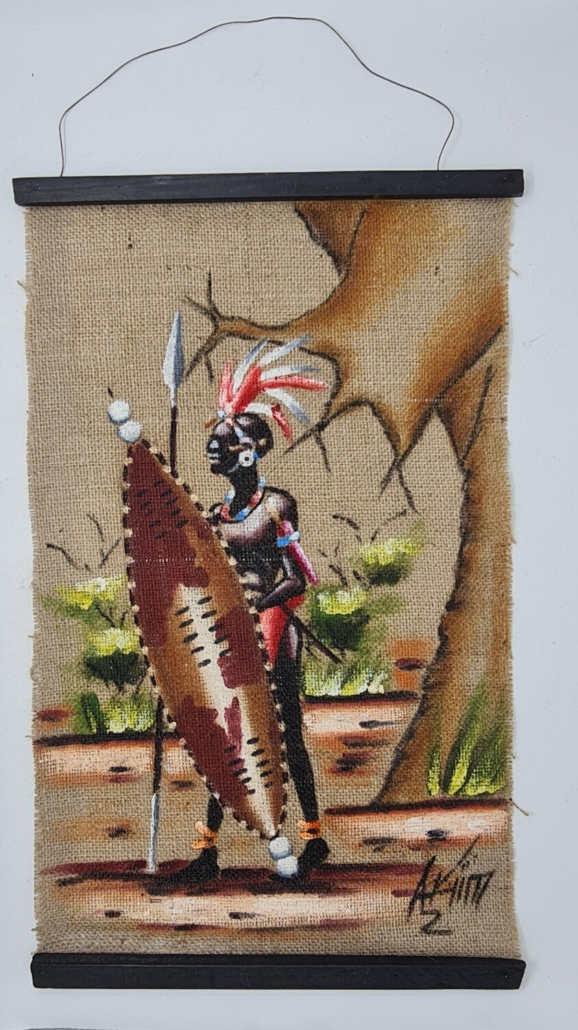 AFRICAN Wall Hanging Artwork - Masai Ngao 35cm x 59cm
