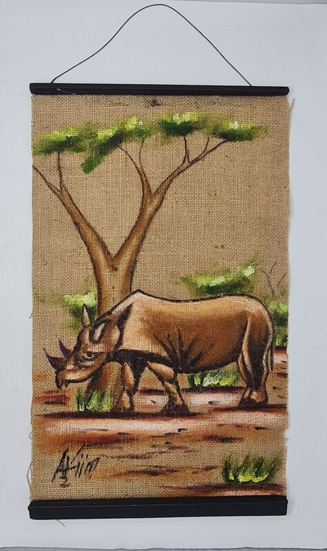 AFRICAN Wall Hanging Artwork - Kifaru 34cm x 58cm