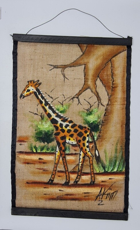 AFRICAN Wall Hanging Artwork - Twiga Mbuyu 37cm x 57cm