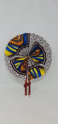 Urmila Folding Hand Fan - African Print and Leather - Handmade