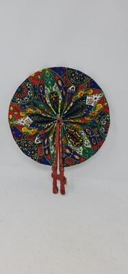 TISA Folding Hand Fan - African Print and Leather - Handmade