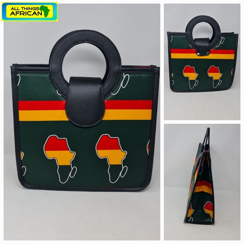 Mai Collection - Kitenge Africa Map Hand Bag
