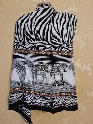 Sarong Wrap Bikini Wrap Swimsuit Cover Beachwear Cover Up - Zebra Print - Black and white