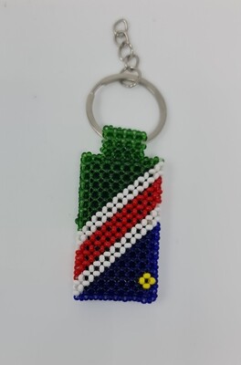 Hand Beaded Keyring - Namibia flag colours