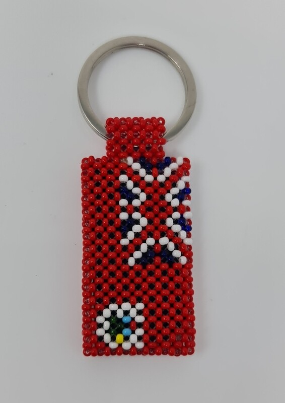Hand Beaded Keyring - Bermuda flag colours