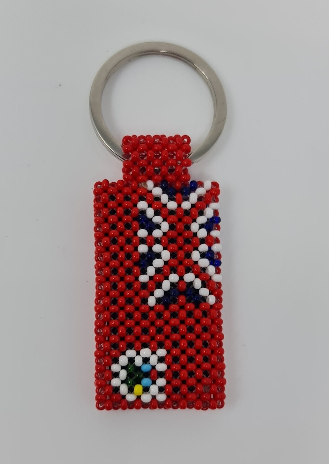 Hand Beaded Keyring - Bermuda flag colours