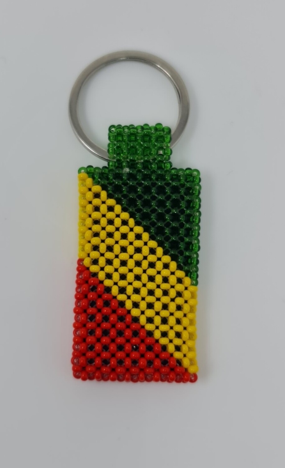 Hand Beaded Keyring -The Democratic Republic of the Congo flag colours