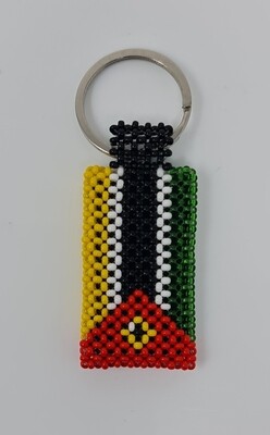 Hand Beaded Keyring - Mozambique flag colours