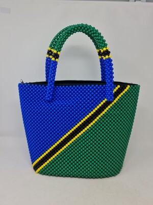 Hand Beaded bag Tanzania Flag colours - Mwananchi