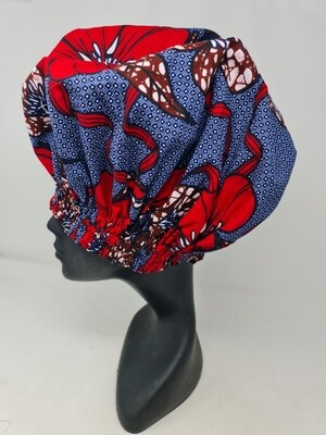 Chekundu - Kitenge Fabric Hair Bonnet with Satin Lining