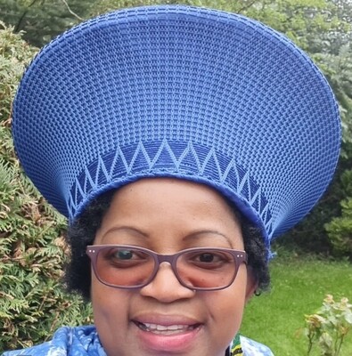 Traditional Isicholo Zulu Hat - Blue