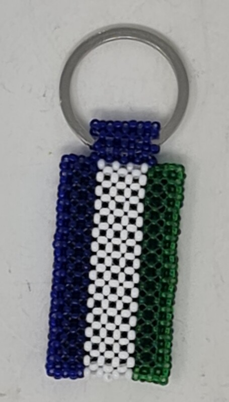 Hand Beaded Keyring - Sierra Leone Flag