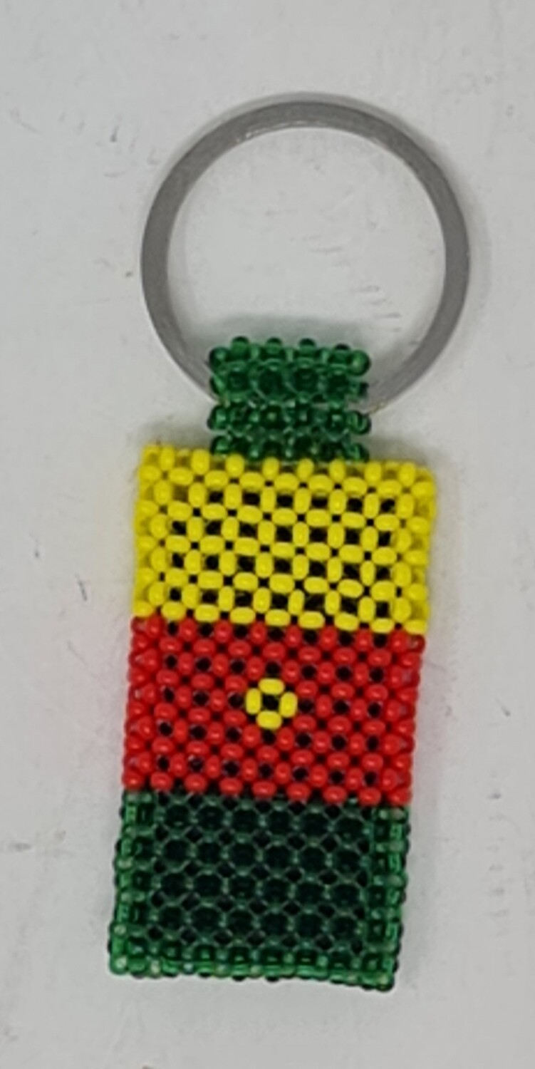 Hand Beaded Keyring - Cameroon Flag