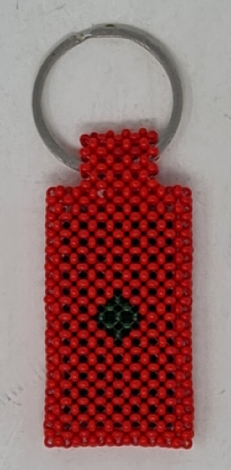 Hand Beaded Keyring -  Morocco Flag
