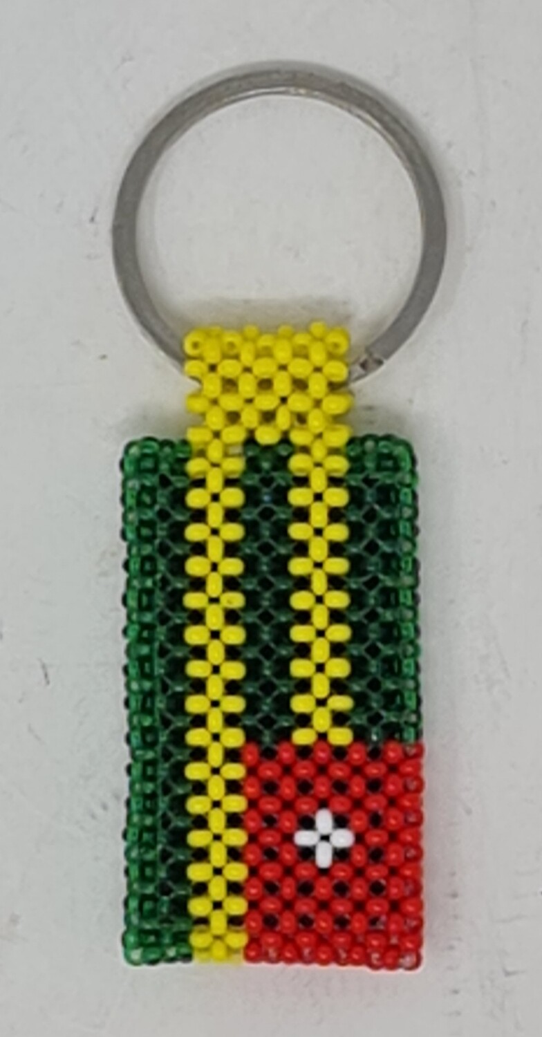 Hand Beaded Keyring - Togo Flag