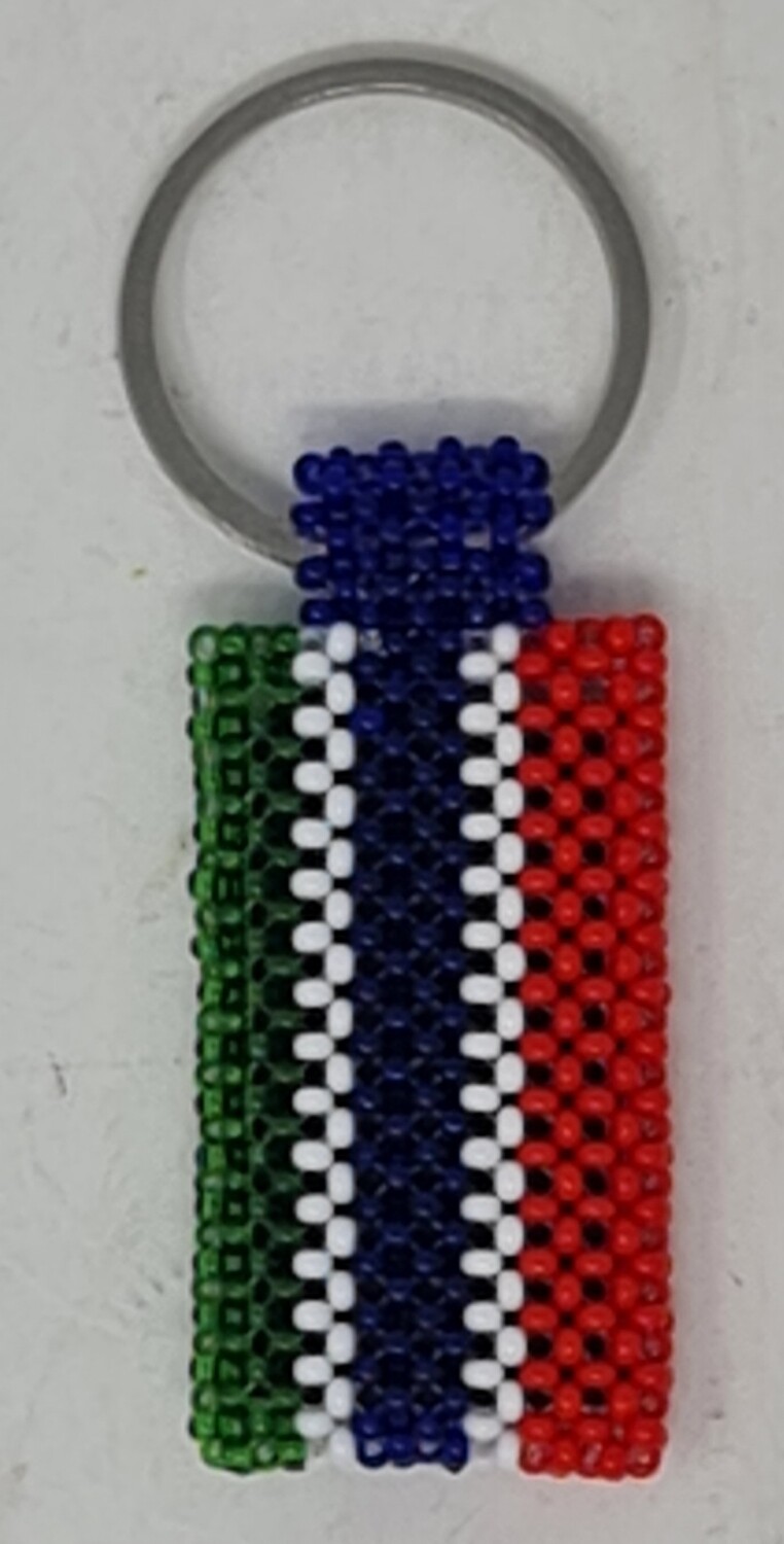 Hand Beaded Keyring -  Gambia Flag