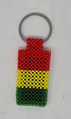 Hand Beaded Keyring - Guinea Flag