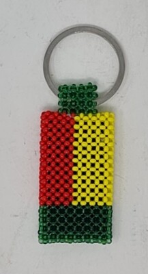 Hand Beaded Keyring - Benin Flag