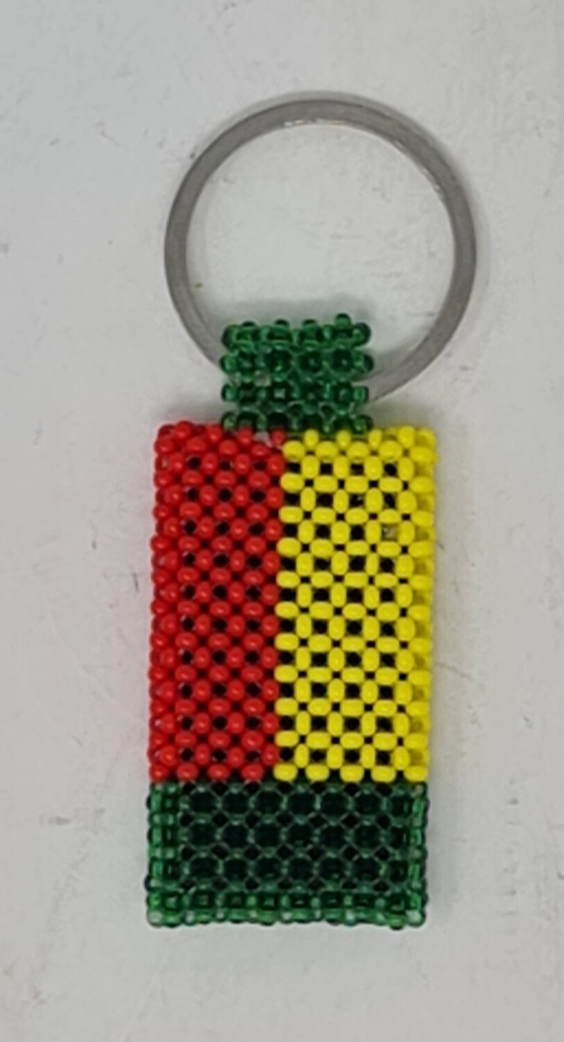 Hand Beaded Keyring -  Benin Flag