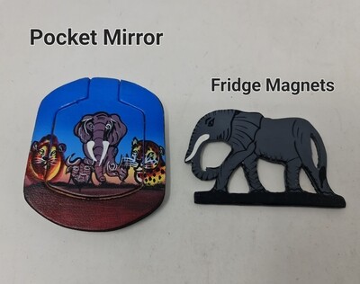 Elephant Themed Gift Set - Fridge Magnets and Pocket Mirror