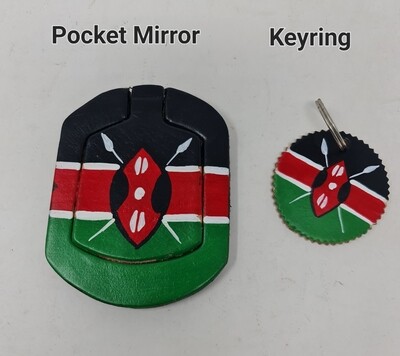 Kenya Flag Themed Gift Set - Keyring and Pocket Mirror