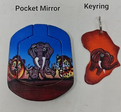 Elephant Themed Gift Set -Keyring and Pocket Mirror