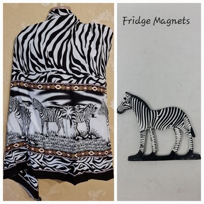 Zebra Themed Gift Set - Shawl and Fridge Magnets