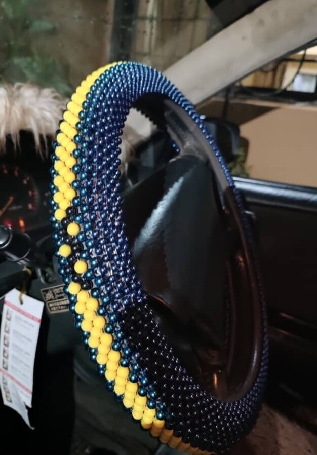 Handbeaded Steering Wheel Cover - Barbados - Made to order