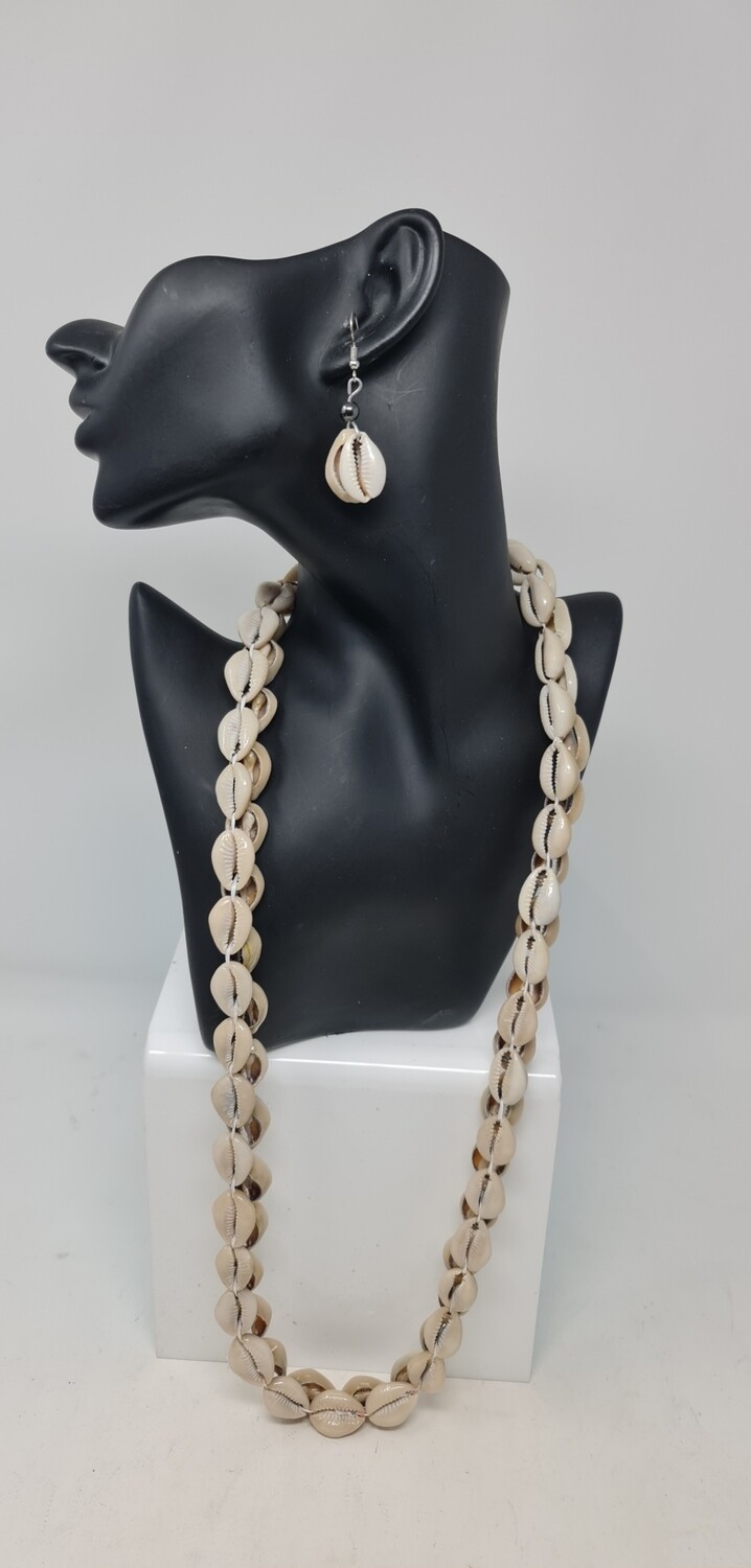 Cowrie Shell Necklace and Matching Earrings