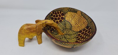 African Animal Drinking - Fruit Bowl - 7&quot; Hand Carved - Tembo