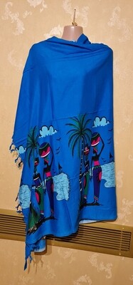 Sarong Wrap Bikini Wrap Swimsuit Cover Beachwear Cover Up - Zanzibar Mama Print -Light Blue
