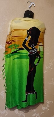 Sarong Wrap Bikini Wrap Swimsuit Cover Beachwear Cover Up - Mama Africa - Lime Green