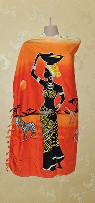 Sarong Wrap Bikini Wrap Swimsuit Cover Beachwear Cover Up - Mama Africa - orange mix